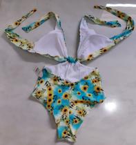 Maiô Com Bojo Fio Duplo Frente Única Estampado Feminino Poliamida forrado