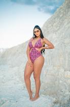 Maiô Com Bojo Fio Duplo Frente Única Estampado Feminino Poliamida forrado