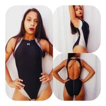 Maiô com click Preto det. Cirrê para natação ou hidroginástica Hidromania Rio Natação