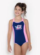 Maio com Proteção Solar Menina Teen Unicórnio Kawaii Puket Cor:Azul MarinhoTamanho:10