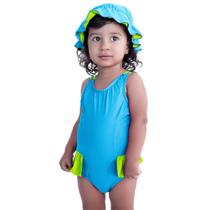 Maiô De Bebês Com Babadinho e Chapéuzinho Dupla Face