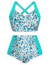 Maiô de duas peças Hanna Nikole Tummy Control Leopard Print