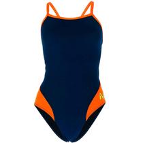 Maiô de Natação Phelps Splice Costas Aberta Training Open Back Marinho/Laranja (26 a 34US)