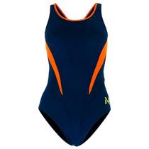 Maiô de Natação Phelps Splice Costas Alta Training High Back Marinho/Laranja (26 a 34US)