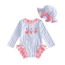 Maiô de peça única Rash Guard Baby Girl MERSARIPHY Blue 2-3Y