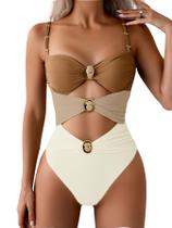 Maiô de peça única Verdusa recortado em bloco de cores para mulheres Maiô de peça única Verdusa recortado em bloco de cores para mulheres