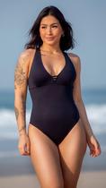 Maiô de Praia Feminino Maiô Basic Maiô com Bojo Removível Classic Preto