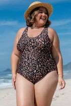 Maiô de Praia Plus Size Feminino Maiô Plus Size com Bojo Removível Sustentação Animal Print 74185241