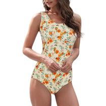 Maiô de uma peça American Trends Women Orange Floral M