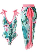 Maiô de uma peça Jollkichay retrô floral com capa feminina