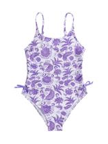 Maiô de uma peça Milumia Girl com estampa floral roxa de 10 anos Maiô de uma peça Milumia Girl com estampa floral roxa de 10 anos