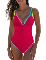 Maiô de uma peça Popvil, roupa de banho feminina para controle de barriga