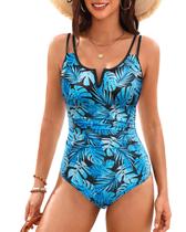 Maiô de uma peça Yonique Tummy Control V com fio azul L Maiô de uma peça Yonique Tummy Control V com fio azul L