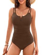 Maiô de uma peça Yonique Tummy Control V com fio marrom