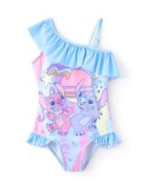 Maiô Disney Stitch Girls One Piece, tamanho 6-7Y, azul