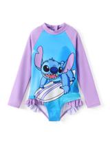 Maiô Disney Stitch Toddler Girl, manga comprida, roxo, 3 anos