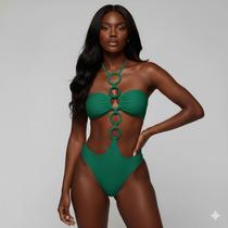 Maiô Engana Mamãe com Bojo e Detalhes em Concha e Búzios Moda Praia Feminina Estilosa P ao GG