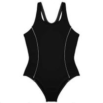 Maiô Feminino Adulto Preto Liso Básico Natação Hidroginástica iSport