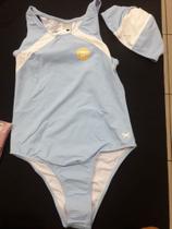 Maiô Feminino azul bebê com branco - Tamanho 016