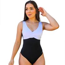 Maiô Feminino Bicolor Bojo Alta Sustentação Boddy Uv Chapa Barriga Hidroginastica Natação Moda Praia