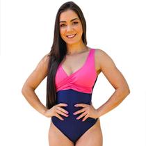 Maiô Feminino Bicolor Bojo Alta Sustentação Boddy Uv Chapa Barriga Hidroginastica Natação Moda Praia