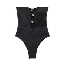 Maiô Feminino Branco E Preto Com Ombros Descobertos E Costas Nuas, Sexy, Com Recortes, Estilo