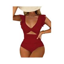 Maiô Feminino com Decote V, Costas Nuas e Controle de Barriga - Corte Alto