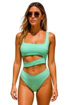 Maiô Feminino Com Recortes Na Lateral Vazado Moda Praia Verão Sem Bojo Liso