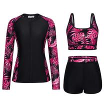 Maiô feminino de manga comprida Rash Guard Kate Kasin com sutiã M