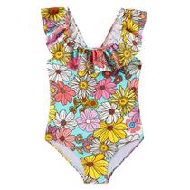 Maiô feminino de peça única Angel Season Ruffle Sunflower 7T 8T Maiô feminino de peça única Angel Season Ruffle Sunflower 7T 8T