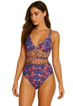 Maiô Feminino de Tiras Super Fashion, Com Bojo Estampado