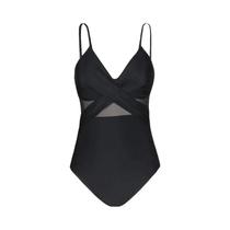 Maiô Feminino De Uma Peça Com Decote V, Costas Abertas, Controle De Barriga, Corte Alto, Cor Sólida