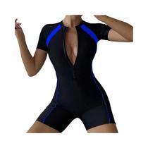 Maiô Feminino De Verão Em Cor Sólida Com Patchwork, Peça Única, De Secagem Rápida E Com Zíper.