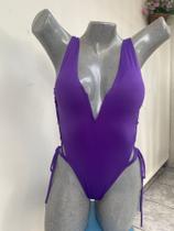 Maio feminino decote em V cor roxo tamanho M, uso adulto