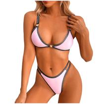 Maiô feminino dividido cor sexy cintura alta cor emenda maiô