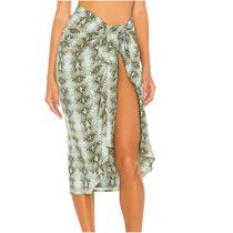 Maiô feminino estampado Cover Up Mesh Bikini Swimwear Beach Cover-ups Wrap Skirt