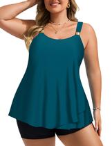 Maiô feminino Hanna Nikole Curvy, 2 peças, azul, verde, S