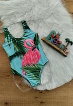 Maiô Feminino Infantil Flamingos