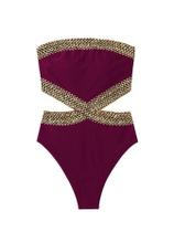 Maiô feminino Milumia com detalhes de costura, sem alças, roxo, GG