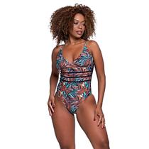 Maiô Feminino Modelador Frente Única Estampado Bojo Removível Alças Ajustáveis Disfarça Barriga