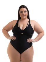 Maiô Feminino Plus Size Preto, Sem Bojo, Body - Acqua Rosa