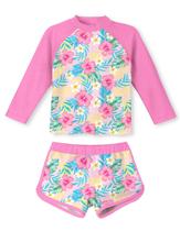 Maiô feminino Rash Guard Vogseek estilo havaiano 4T rosa