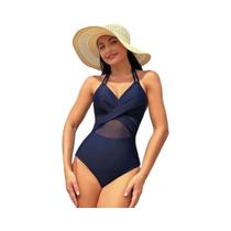 Maiô Feminino Sexy Com Decote Em V 2024, Sólido, Em Malha Canelada, Para Praia E Piscina