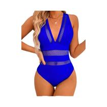 Maiô Feminino Sexy Com Patchwork De Malha, Peça Única, Decote Em V Profundo, Push Up, Monokini,