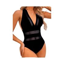 Maiô Feminino Sexy Com Patchwork De Malha, Peça Única, Decote Em V Profundo, Push Up, Monokini,
