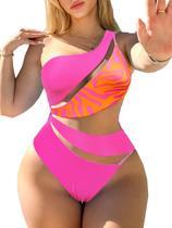 Maiô feminino Swimmer Liket, listrado rosa, listrado de uma peça