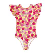 Maiô Forrado Estampado Com Proteção Solar Uv Babados C/ Bojo