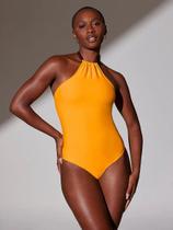 Maio frente unica com choker de corrente - laranja mango - hope resort Maio frente unica com choker de corrente - laranja mango - hope resort