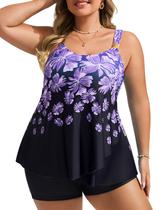 Maiô Hanna Nikole Plus Size Fashion, 2 peças, tankini roxo Maiô Hanna Nikole Plus Size Fashion, 2 peças, tankini roxo