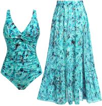 Maiô Holipick Verde Paisley com Saia Tamanho XL Maiô Holipick Verde Paisley com Saia Tamanho XL
